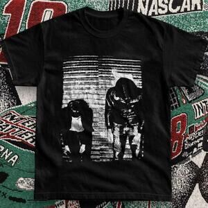 Grunge Shadow Figure Graphic Tee Black Unisex Streetwear Distressed Shirt